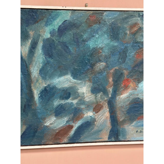 Bengt Delefors, Blue Composition, 1950s, Oil on Canvas, Framed For Sale - Image 13 of 18