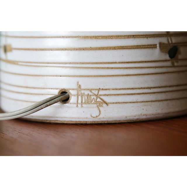 White 1960s Gordon and Jane Martz M56 Lamp for Marshall Studios White Tan Black Decorations 20" For Sale - Image 8 of 9