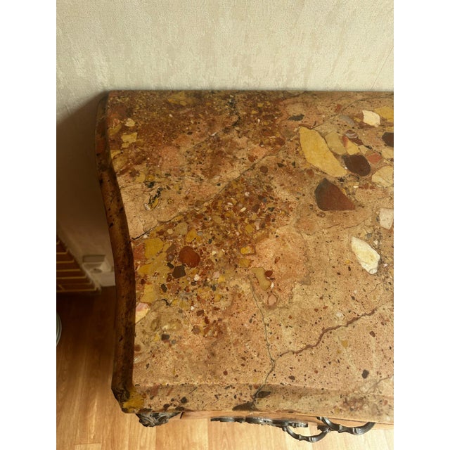 Louis XV Style Marquetry Bombé Commode with Marble Top, 1800s For Sale - Image 18 of 18