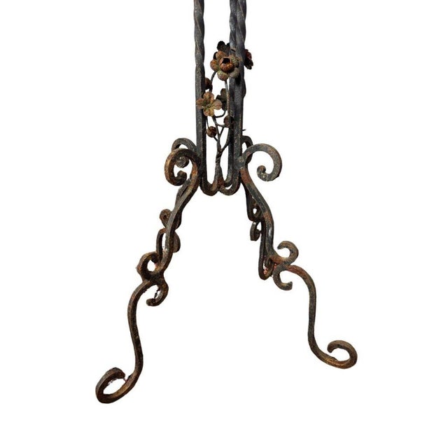 Antique Wrought Iron Plant Stands With Pot - Set of 2 For Sale In Miami - Image 6 of 12