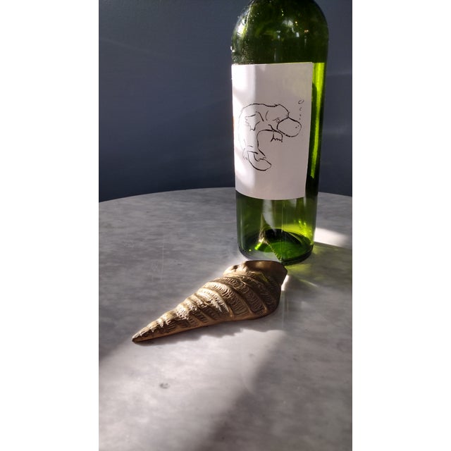 Metal Vintage Brass Cone Sea Shell Wall Hanging For Sale - Image 7 of 8