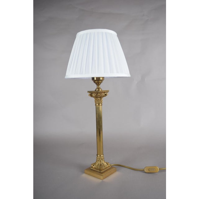 Gold Tall Vintage Neoclassical Brass Table Lamp with Black Marble Base, 1950s For Sale - Image 8 of 12