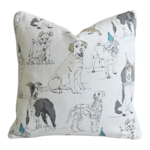 Doggie Puppy Dog Pet Mans Best Friend Feather/Down Pillow 23" Square