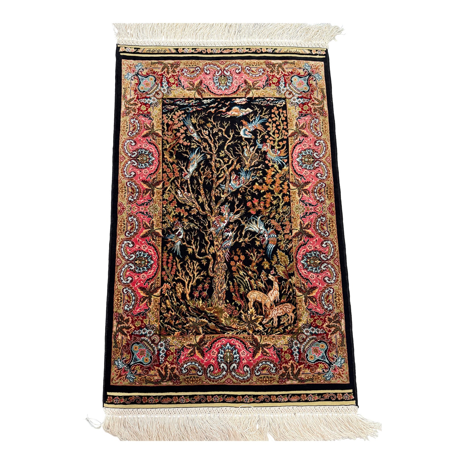 1990s Khan Hali Hereke Sad Autumn Design Textile Art | Chairish