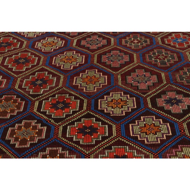 Rug & Kilim Vintage Cecim Kilim Rug in Red, Multicolor Tribal Geometric Pattern For Sale - Image 4 of 6