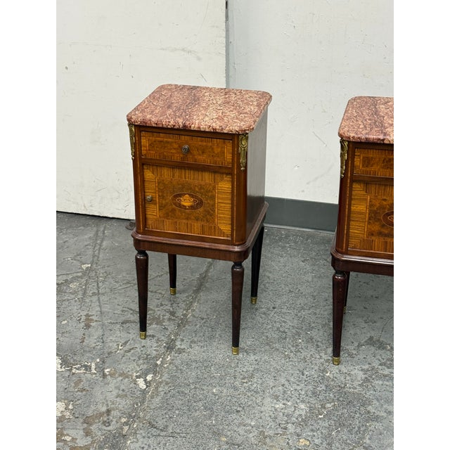 Antique French Louis XVI Style Marble-Top Side Table, Pair For Sale - Image 11 of 12