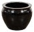 Black Glaze Circular Ceramic Planter with Tapering Lines, Vintage For Sale