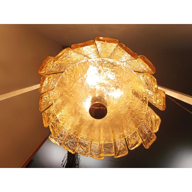 Metal Golden Murano Glass Chandelier, Italy, 1980s For Sale - Image 7 of 13
