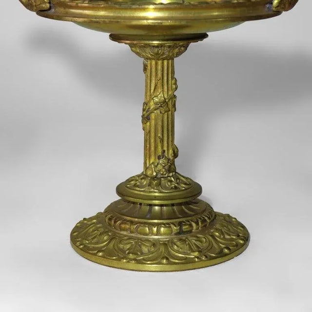 Late 19th Century Antique Gilt Bronze Tazza With Fluted Column C1880 For Sale - Image 5 of 9
