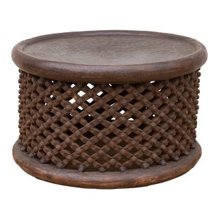 Deep Brown Round Bamileke Coffee Table For Sale