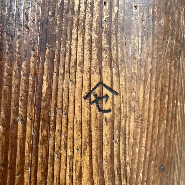 Handmade antique wooden bucket - Itomasu - made of sturdy wooden slats and finished with thick metal bands, from Japan....