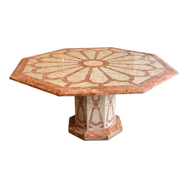 1980s Vintage Maitland Smith Fossilized Coral Tessellated Stone Dining Table For Sale