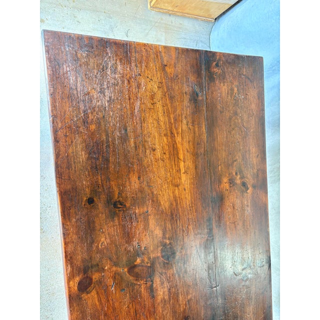 Late 19th Century French Pine Trestle Side Table For Sale - Image 9 of 13