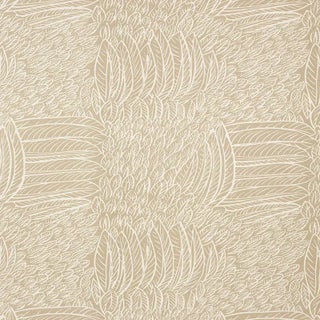 Schumacher Featherfest Fabric in Natural For Sale