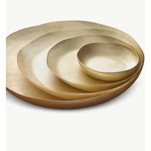 Restoration Hardware Restoration Hardware Sculptural Brass Platter Medium Shallow Bowl for Nested Set For Sale - Image 4 of 8