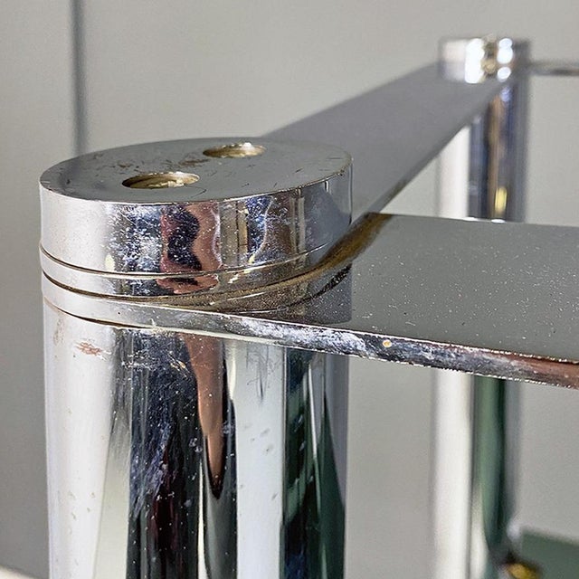 Italian Modern Self Supporting Bookcase in Chromed Steel and Smoked Glass, 1970s For Sale - Image 9 of 14