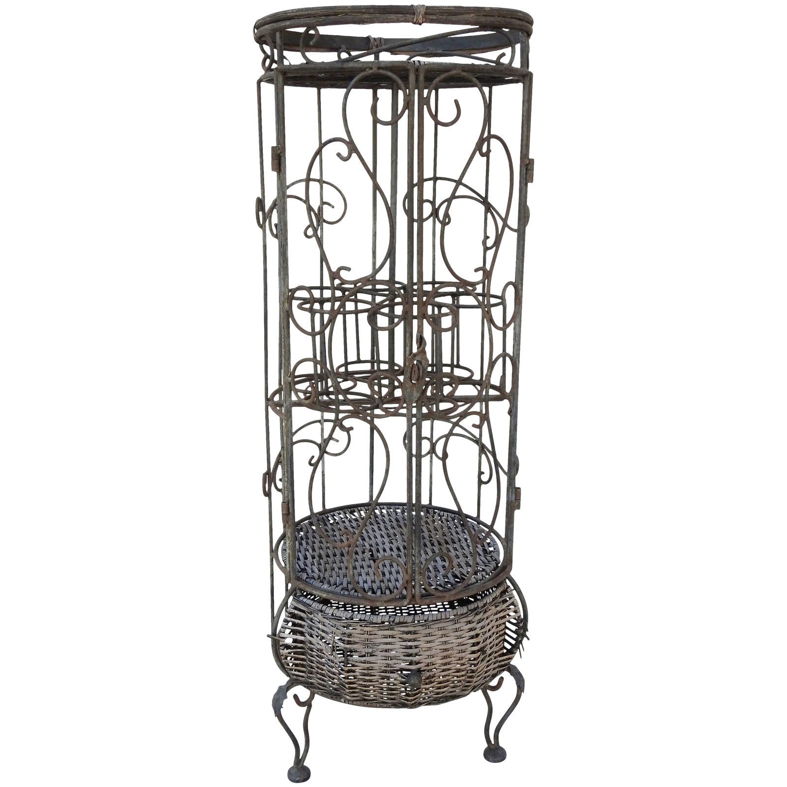 MidCentury Iron and Wicker Wine Rack Chairish