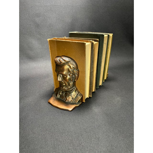 Copper Antique Abraham Lincoln Cast Iron Bronze Coated Bookends a- a Pair For Sale - Image 8 of 11