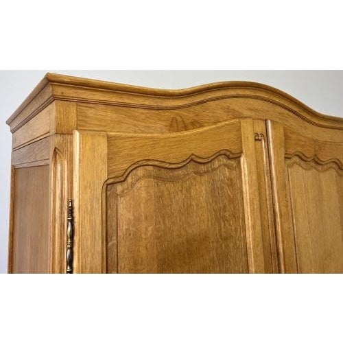 Vintage French Louis XVI Style Two Door Wardrobe in Carved Oak For Sale - Image 4 of 11