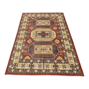 Kazak Rug 6'11'' X 9'4'' Red Wool Tribal Hand-Knotted Oriental Carpet