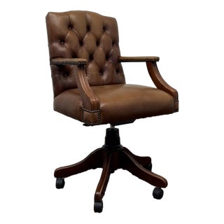 Chesterfield Brown President Office Chair For Sale