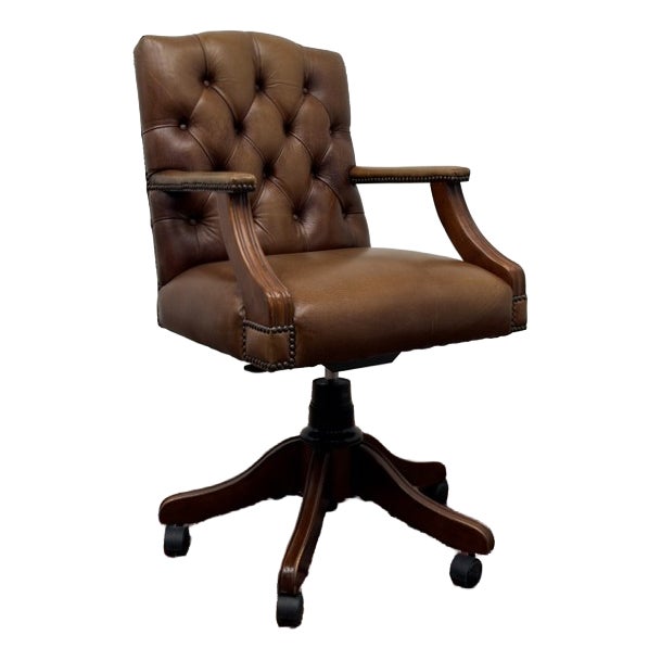 Chesterfield Brown President Office Chair For Sale