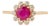 Victorian-Style 14k Yellow Gold 1.04ct Ruby & Diamond Halo Cluster Flower Ring Size 6 For Sale