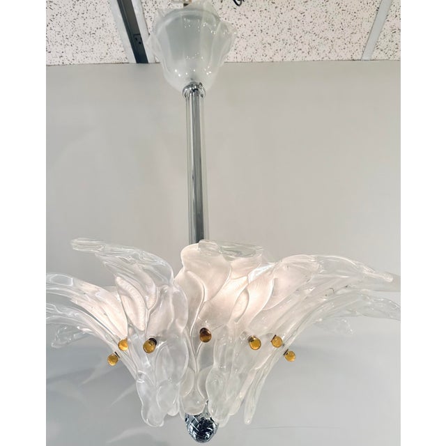1990s Myran Allan Luxury Lighting Lalique Style Italian Murano Glass Chandelier For Sale - Image 5 of 5