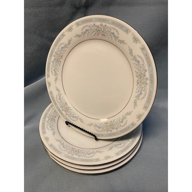 Blue Trimmed CROWN MING JIAN SIANG DIANA DINNER PLATE. Set of 4 Fine China in Good Vintage Condition. Some minor signs of...