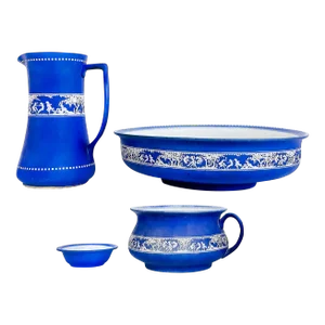 Antique "Tams" Ware Jasperware Bowl Pitcher Set John Tams Ltd., Set of 4