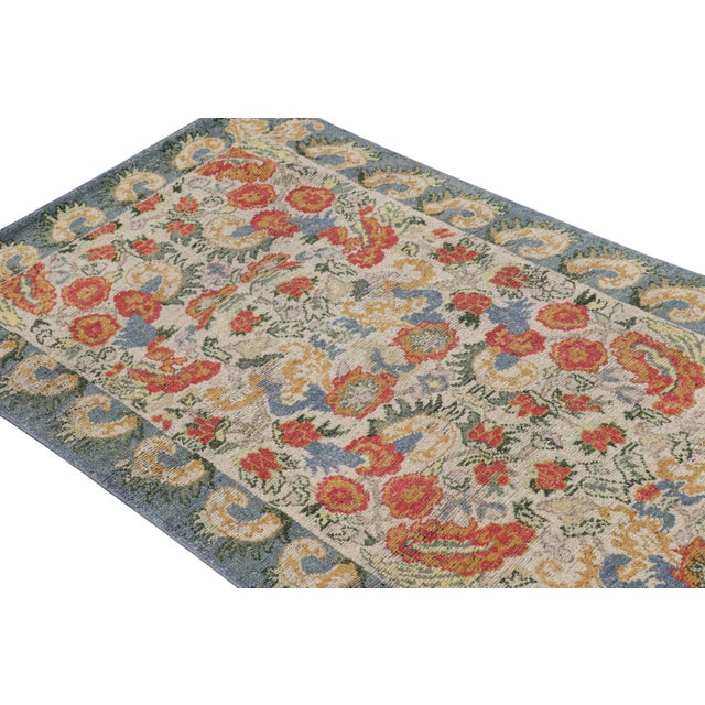 Rug & Kilim’s Classic Style Runner Rug in White With Floral Patterns For Sale In New York - Image 6 of 8