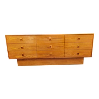 Vintage Mobican Teak Plinth Base Lowboy For Sale