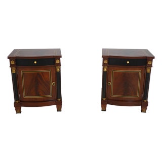Pair Italian Versace Mahogany Nightstands For Sale