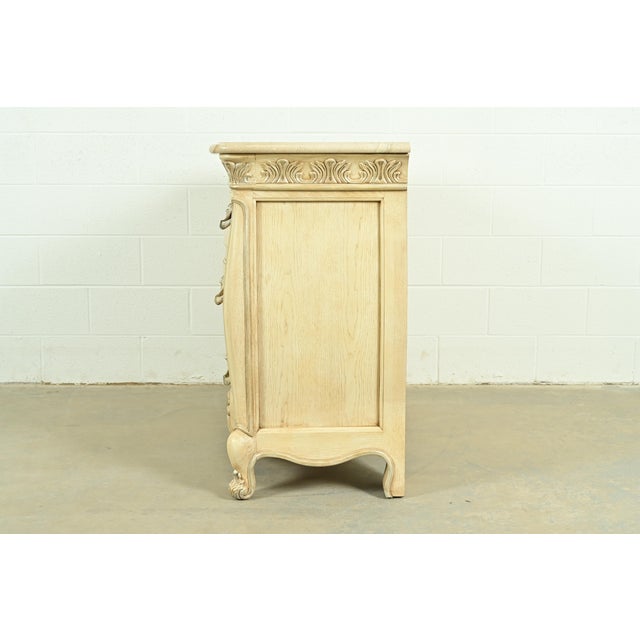 Henredon French Rococo Louis XV Carved Oak and Silver Gilt Marble Top Commode or Chest of Drawers For Sale - Image 14 of 18