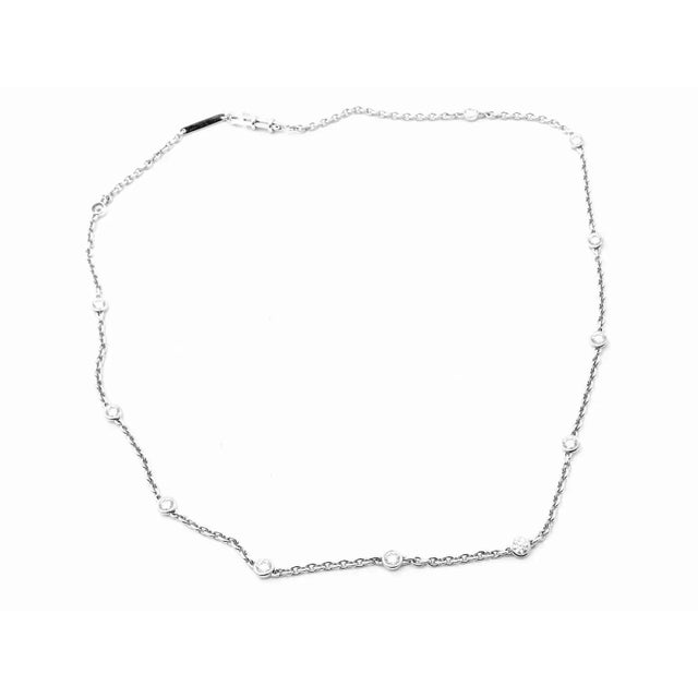 Metal 1990s Cartier Diamond 12 Station White Gold Chain Necklace For Sale - Image 7 of 11