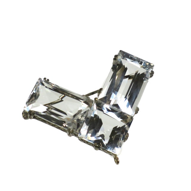 Vintage Rock Crystal & Sterling Victory Brooch 1940s For Sale In Orlando - Image 6 of 9