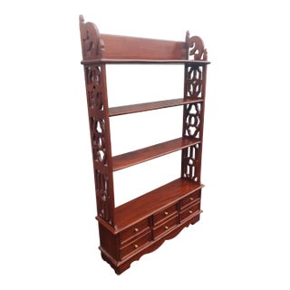 Chippendale Solid Mahogany 6-Drawer 4-Tier Free Standing or Wall Hanging Shelves For Sale