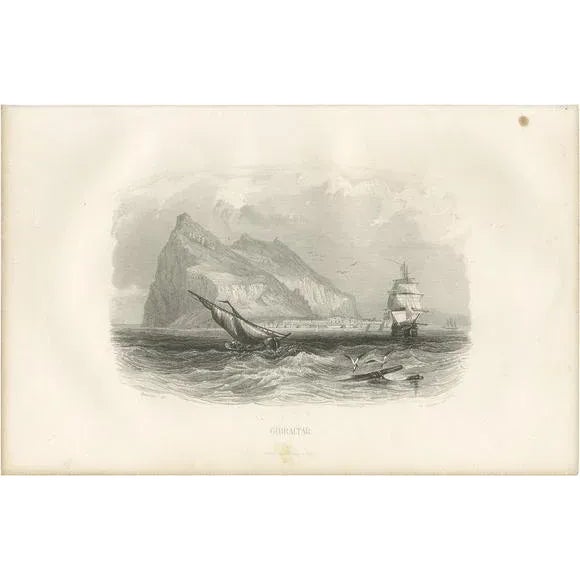Mid 19th Century D'Urville, View of Gibraltar, 1853, Print For Sale - Image 5 of 5