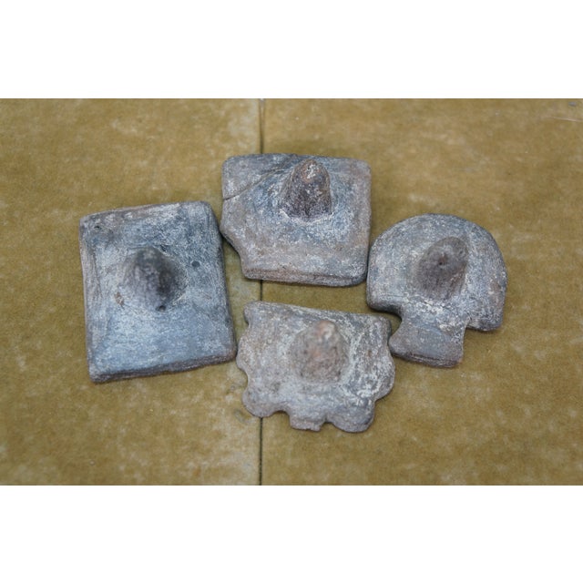 4 Pre-Columbian Aztec Mayan Stone Pottery Stamps Seals For Sale - Image 11 of 11