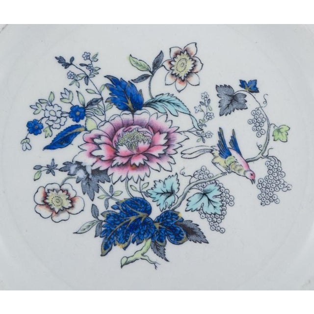Faience Plates with Floral and Bird Motifs from Copeland / Spode, England, 1930s, Set of 9 For Sale - Image 3 of 6
