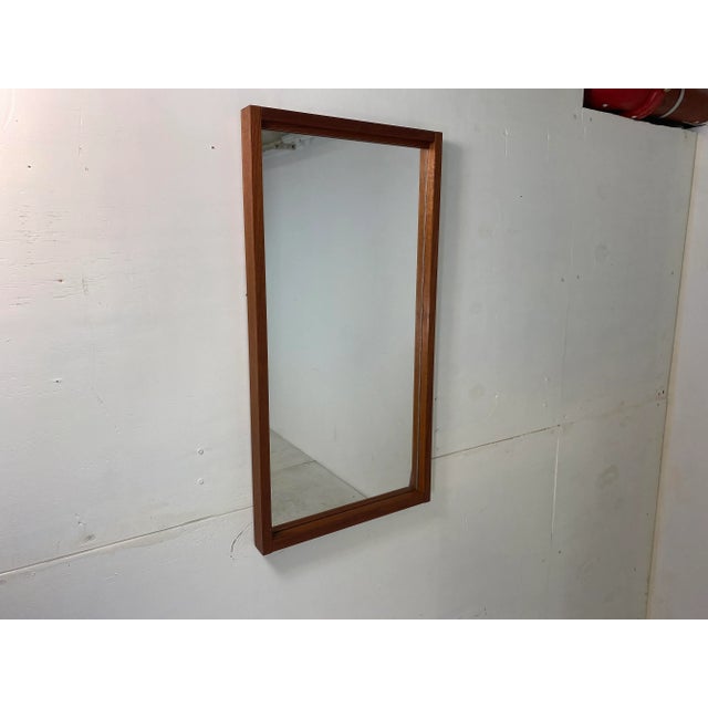 Wood Vintage Mid-Century Scandinavian Rectangular Teak Mirror, 1950s For Sale - Image 7 of 7