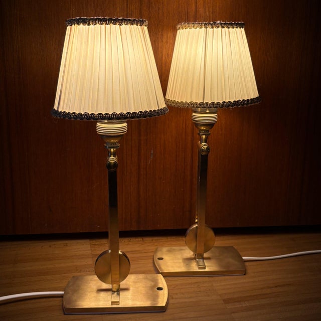 Mid-Century Modern Mid-Century Scandinavian Table or Wall Lamps in Brass by Kaare Klint for Le Klint, Denmark, 1950s, Set of 2 For Sale - Image 3 of 15