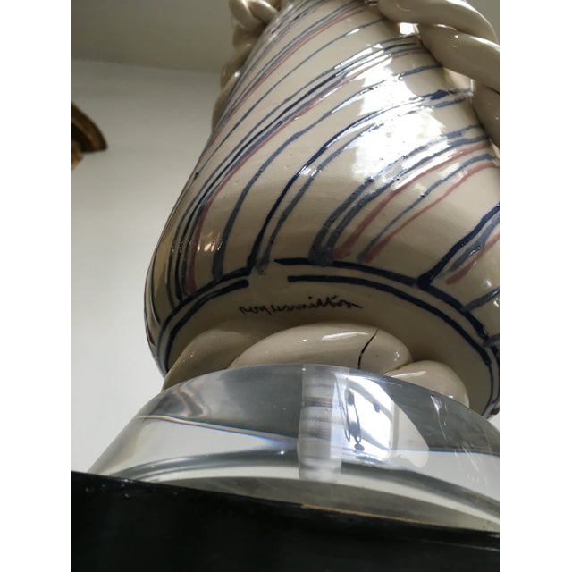 Ceramic Rare Pair of Roy Hamilton “Bondage Series” Postmodern Ceramic Table Lamps, Los Angeles, Early 1980s For Sale - Image 7 of 13