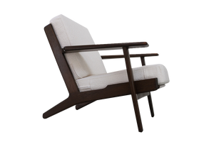 Vintage Danish Oak and Bouclé Ge290 Lounge Chair by Hans J. Wegner for Getama, 1960s