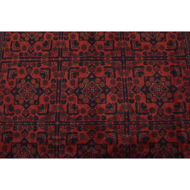Turkmen Rug 6’9” X 9’8” Red Wool Tribal Hand-Knotted Oriental Carpet For Sale In Philadelphia - Image 6 of 15