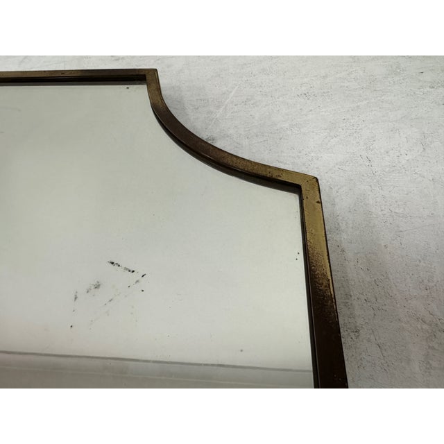 Italian Brass Shield Shape Mirror, 1950s For Sale - Image 12 of 15