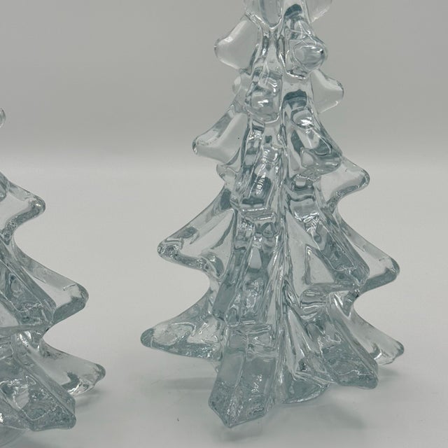 Vintage Crystal Clear Glass Christmas Trees - A Pair For Sale - Image 4 of 12