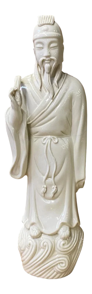 Chinese Off-White Porcelain Old Man Dressing Figure