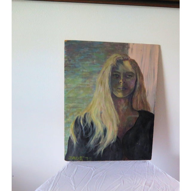 Portrait of a Young Beach Blonde Girl, Signed Jade '79 For Sale - Image 4 of 5