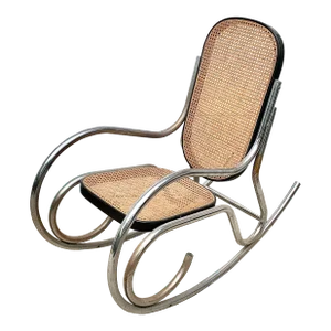Vintage MCM Breuer Chrome and Cane Rocking Chair